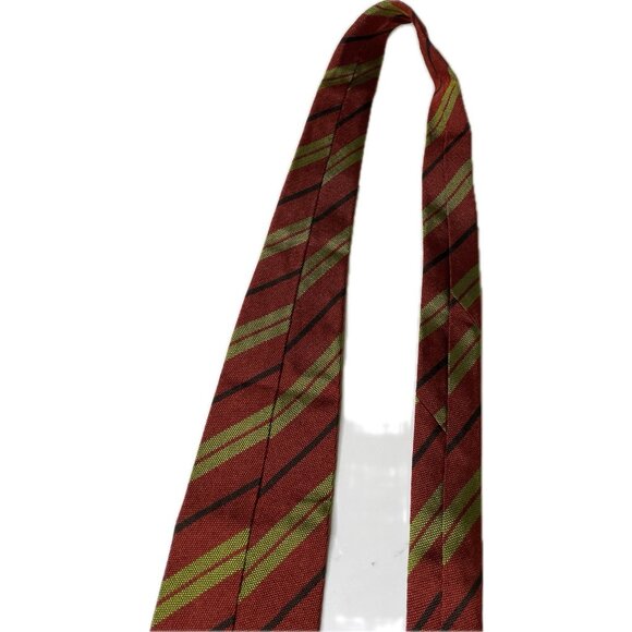 ERMENEGILDO ZEGNA Men's Silk Tie Red Striped Green 63” - Picture 3 of 9